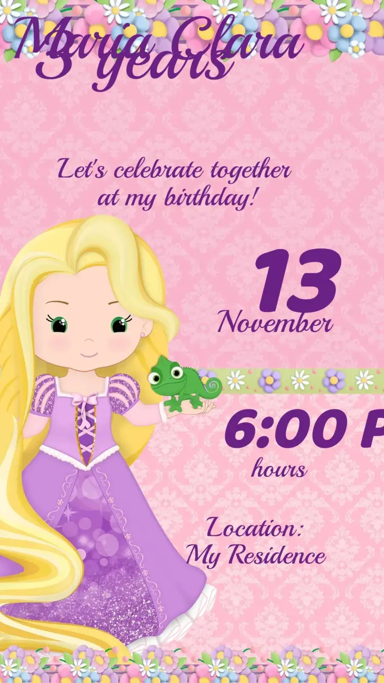 Editable Tangled Kids Invitation - Rapunzel Party