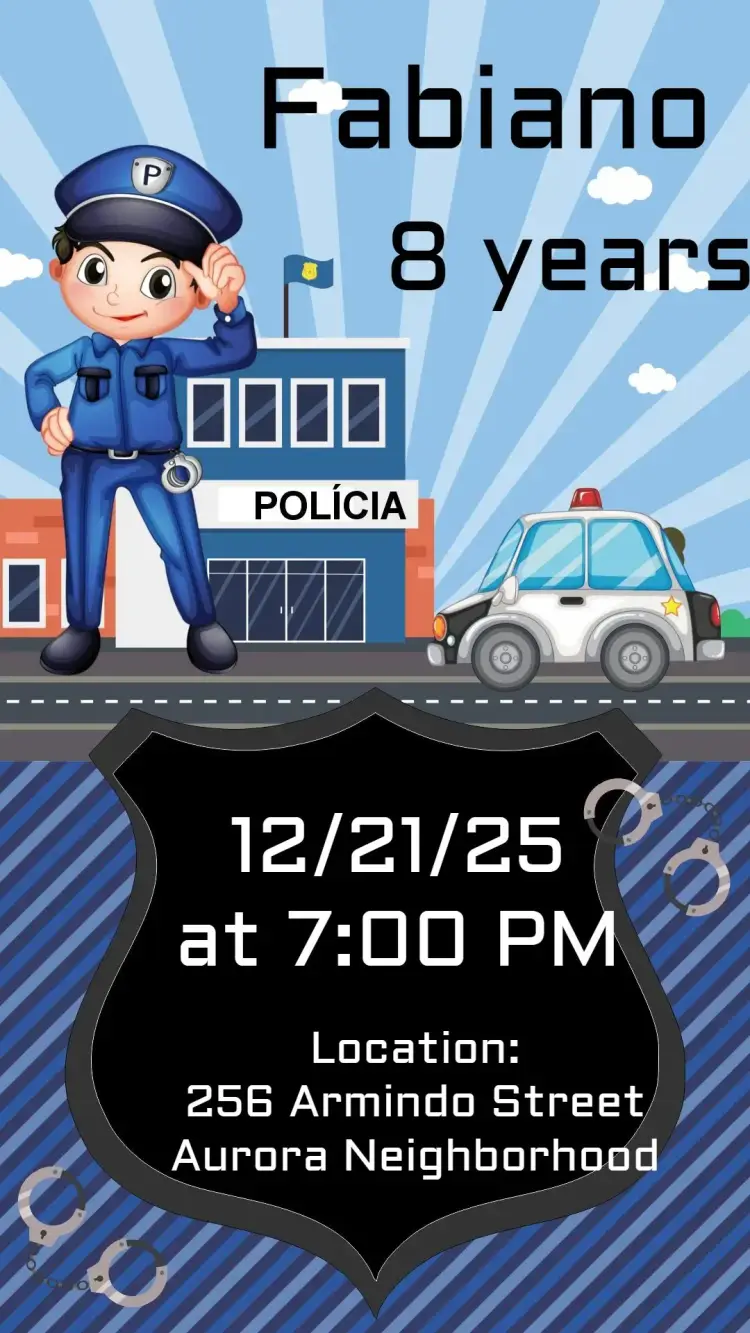 Invite Police Boy editable and customizable