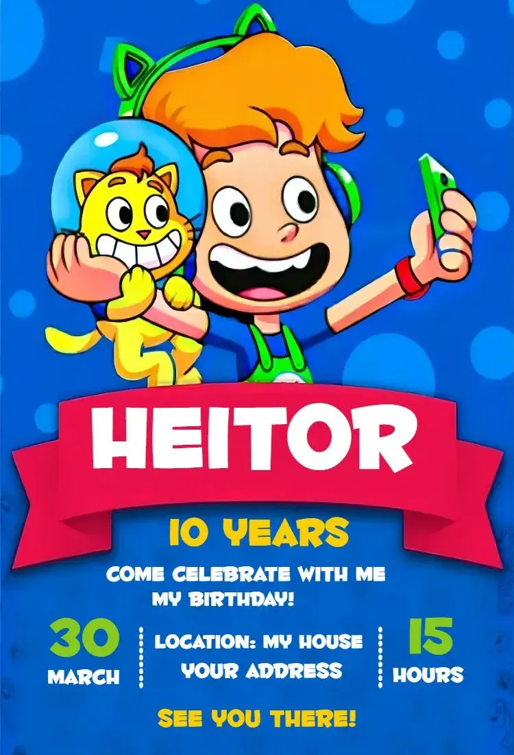 Invite Galactic Cat 1 editable and customizable