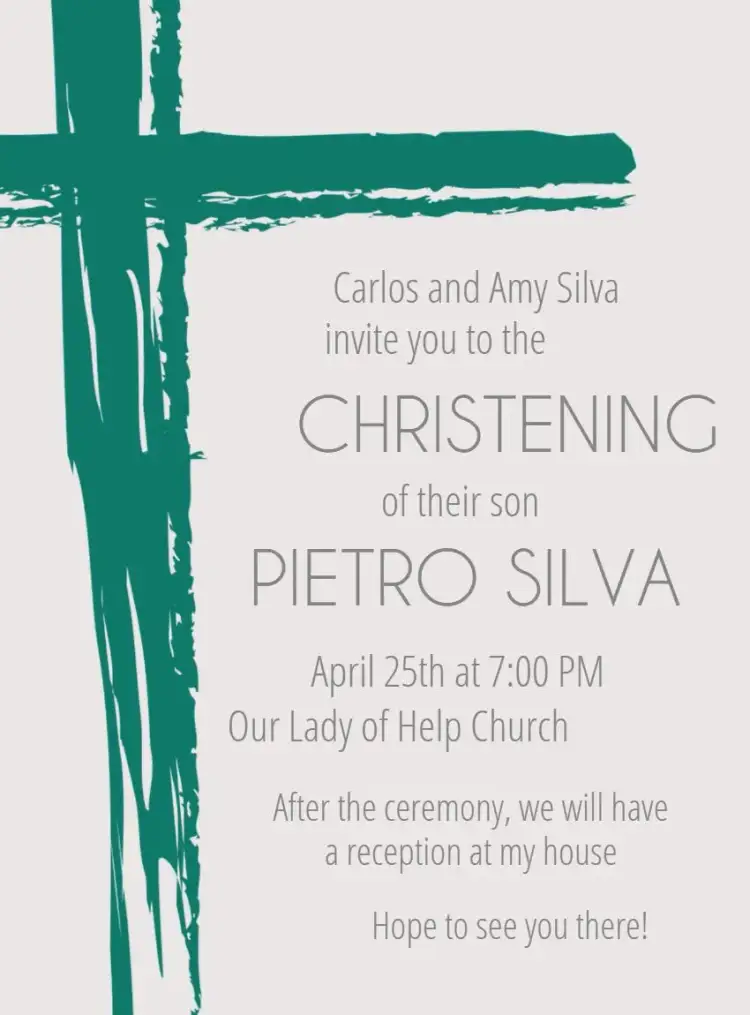 Invitation Green Baptism Christening – Baptism theme soft green, elegant white, modern, delicate, minimalist, natural