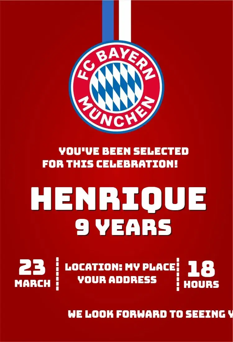 Invite Bayern Munich 3 editable and customizable