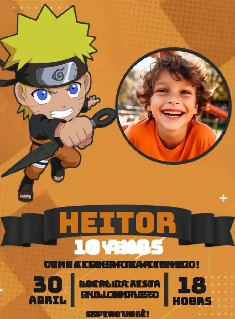 Naruto Chibi With Boy Photo invitation