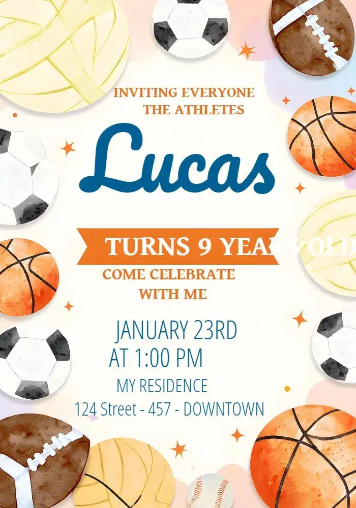 Sports Balls invitation