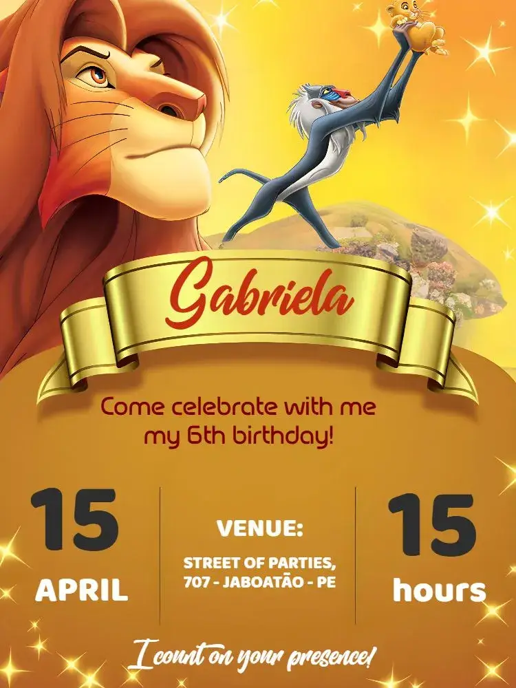 Colorful Lion King invitation