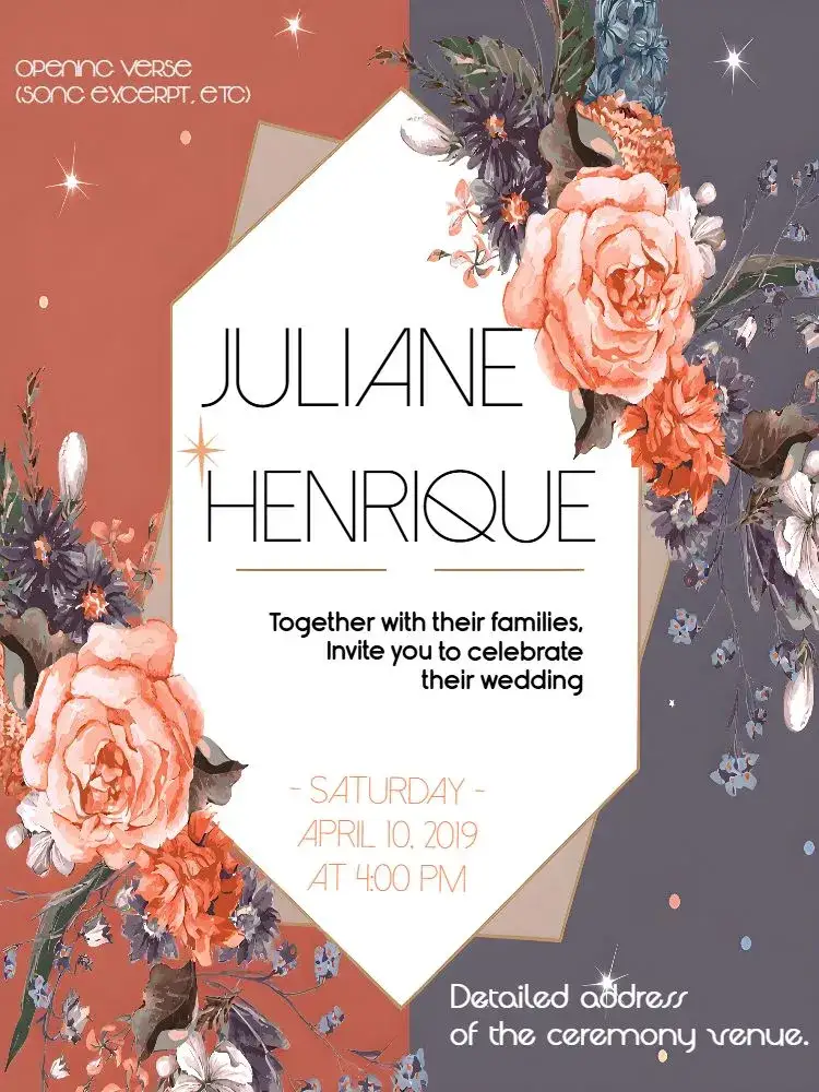 Invitation Colorful Floral Wedding – Wedding theme floral, colorful, romantic, vibrant, natural, boho