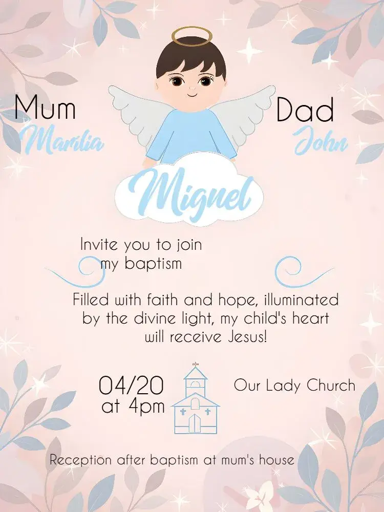 Angel Baptism invitation
