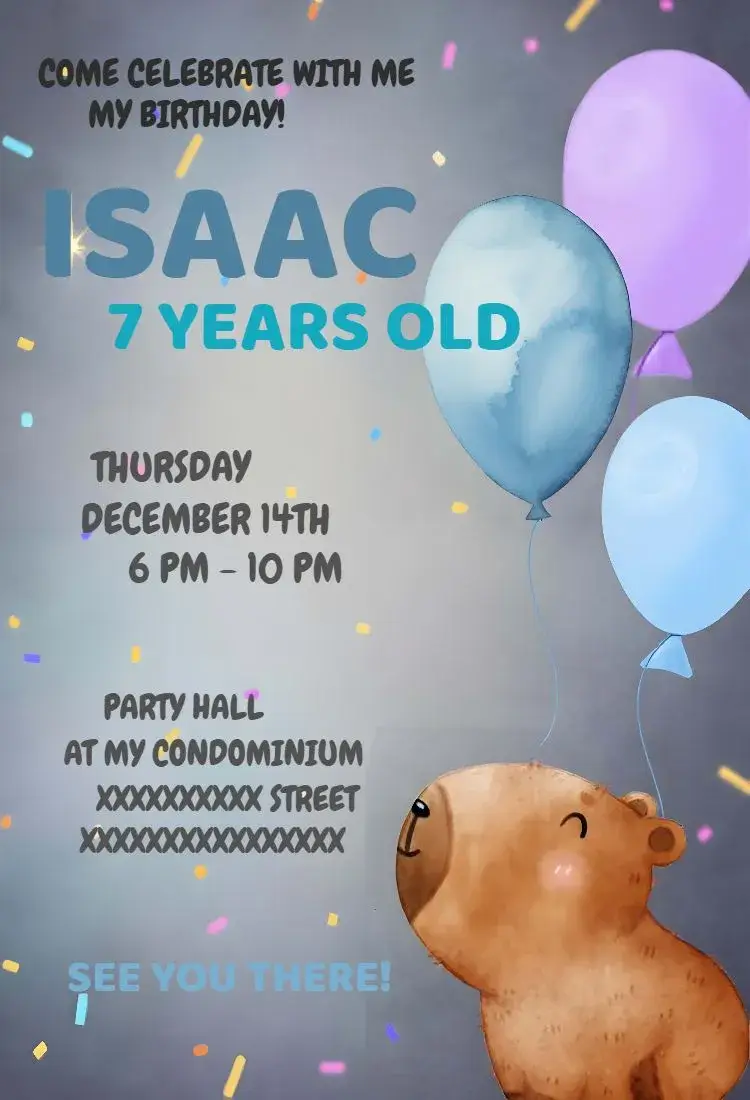 Blue Capybara invitation
