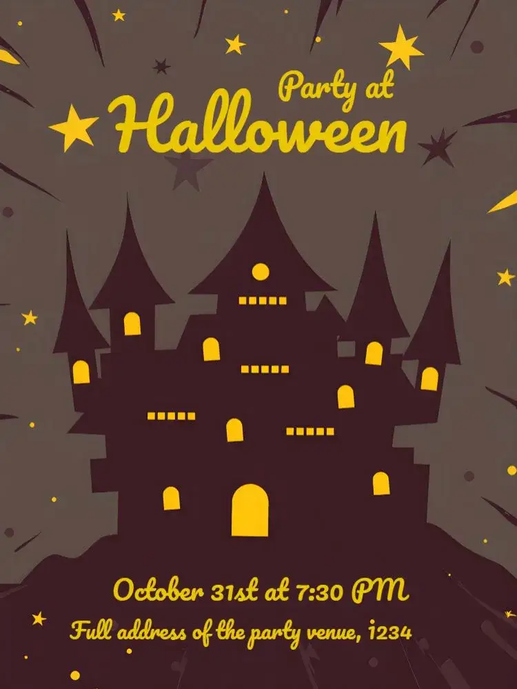 Invitation Halloween Day – Commemorative Dates theme black, haunted, witches, castle, themed, fun