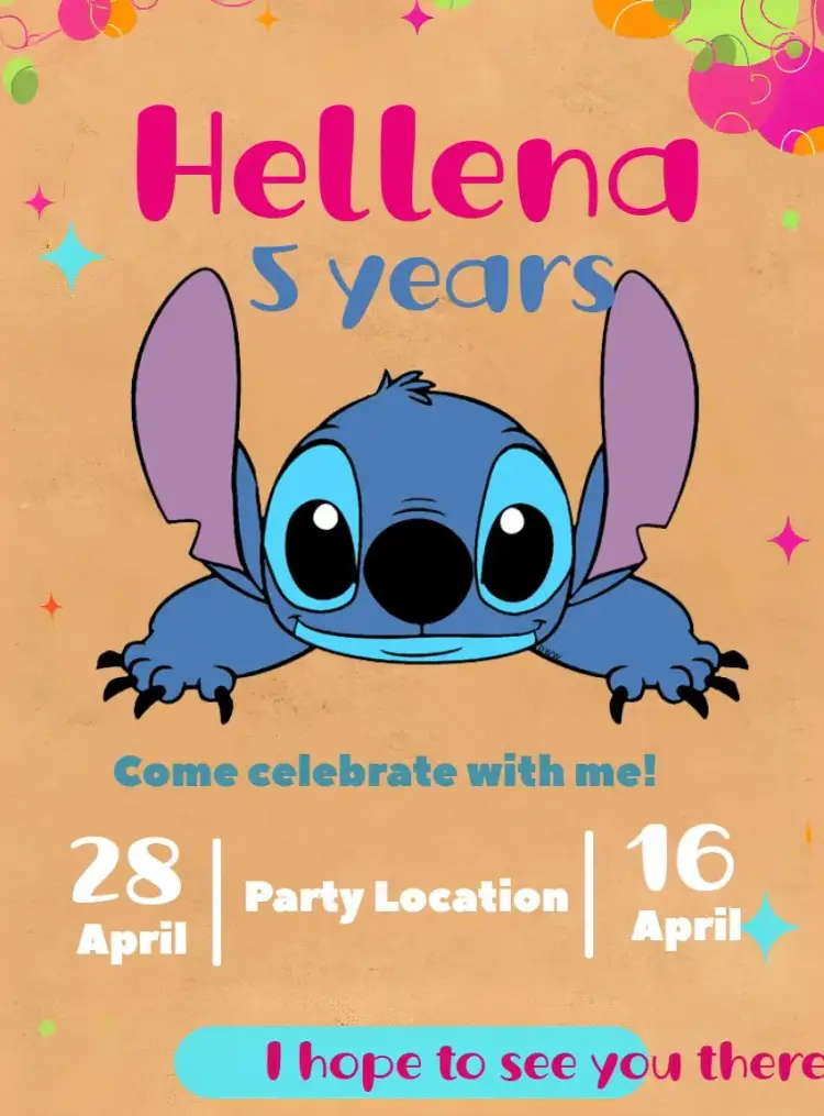 Lilo And Stitch Blue invitation