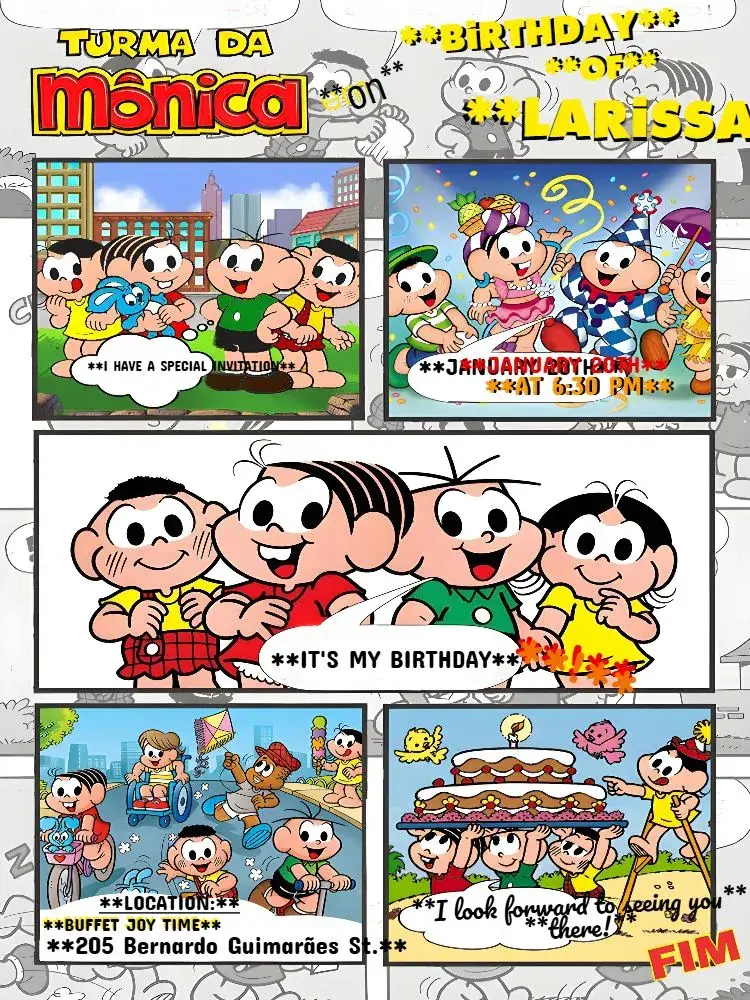 Monica's Gang Comics Birds invitation
