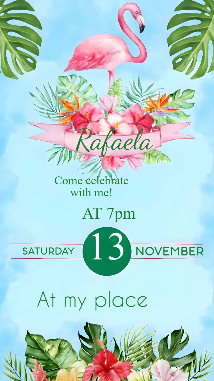 Invite Flamingo editable and customizable