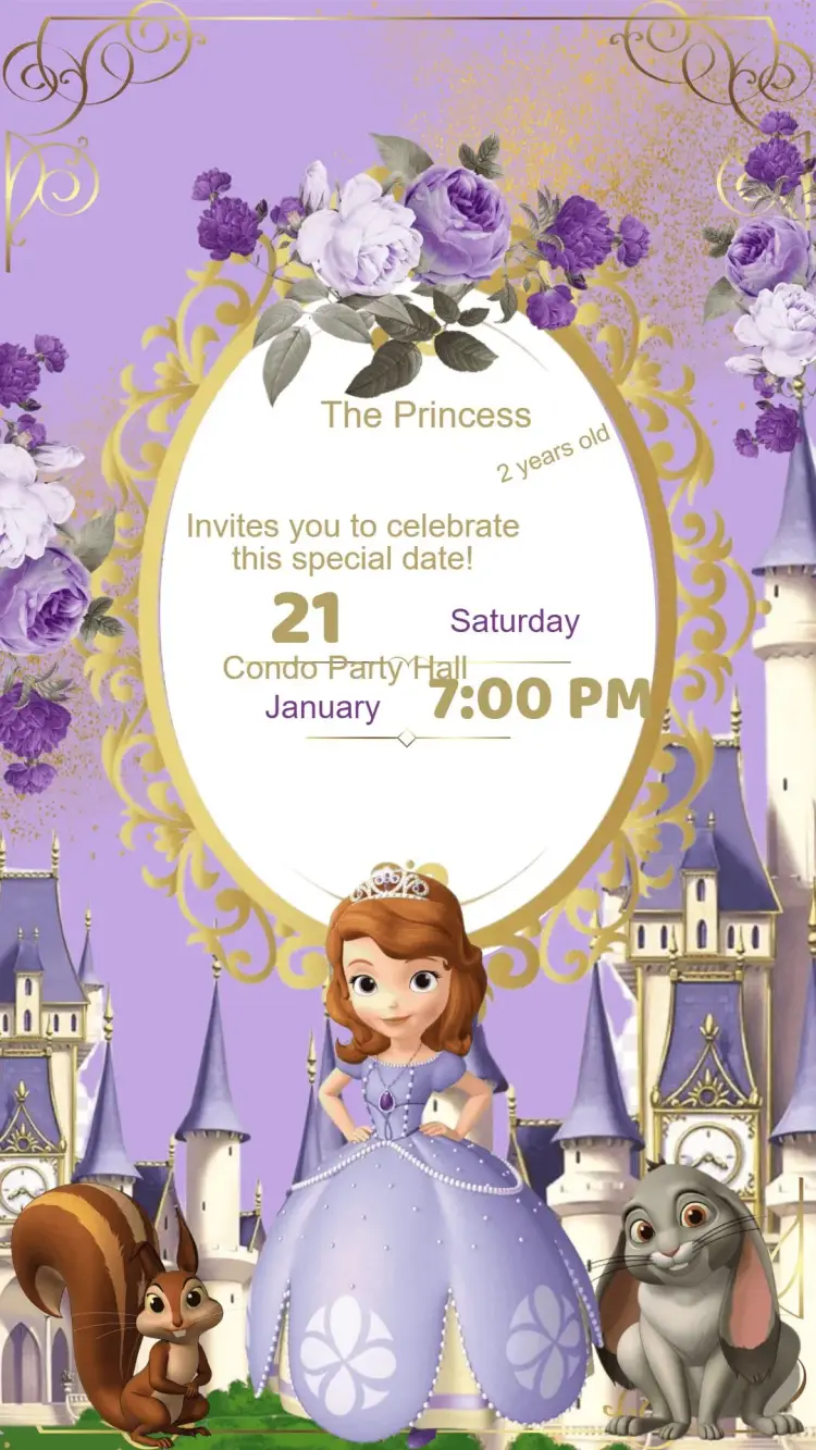 Princess Sofia Birthday Invitation