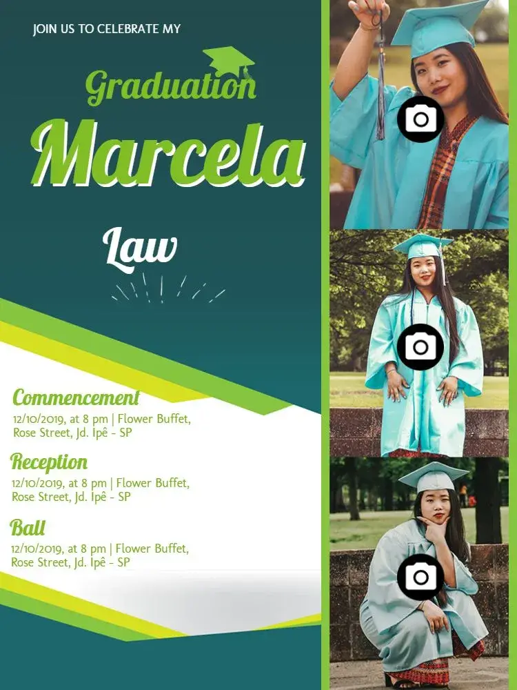 Law Graduation With Green Photo invitation