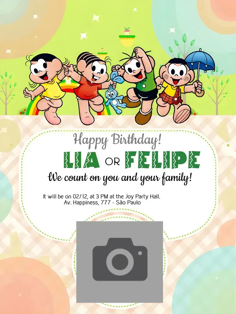 Turma Da Mônica With Photo invitation