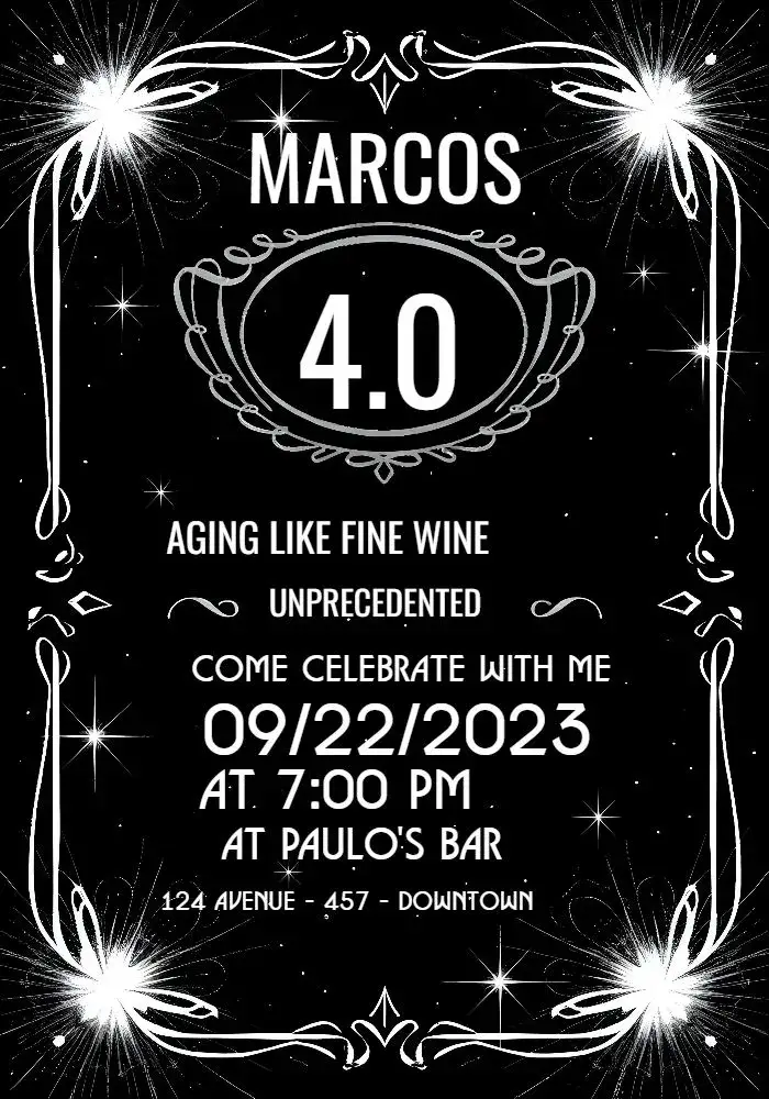 Invitation Whiskey Jack Daniels Man – Birthday theme classic, elegant, masculine, minimalist, vintage