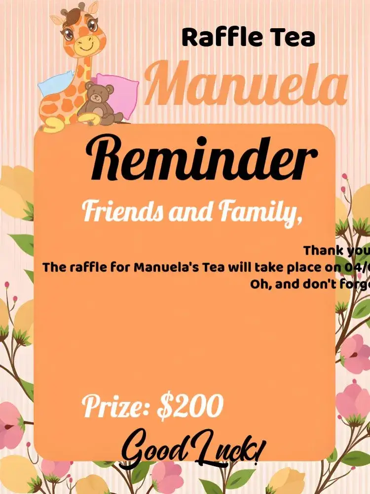 Invitation Reminder Of Giraffe Raffle Tea Party – Raffle Tea theme giraffe theme, colorful, modern, childlike, fun, cheerful