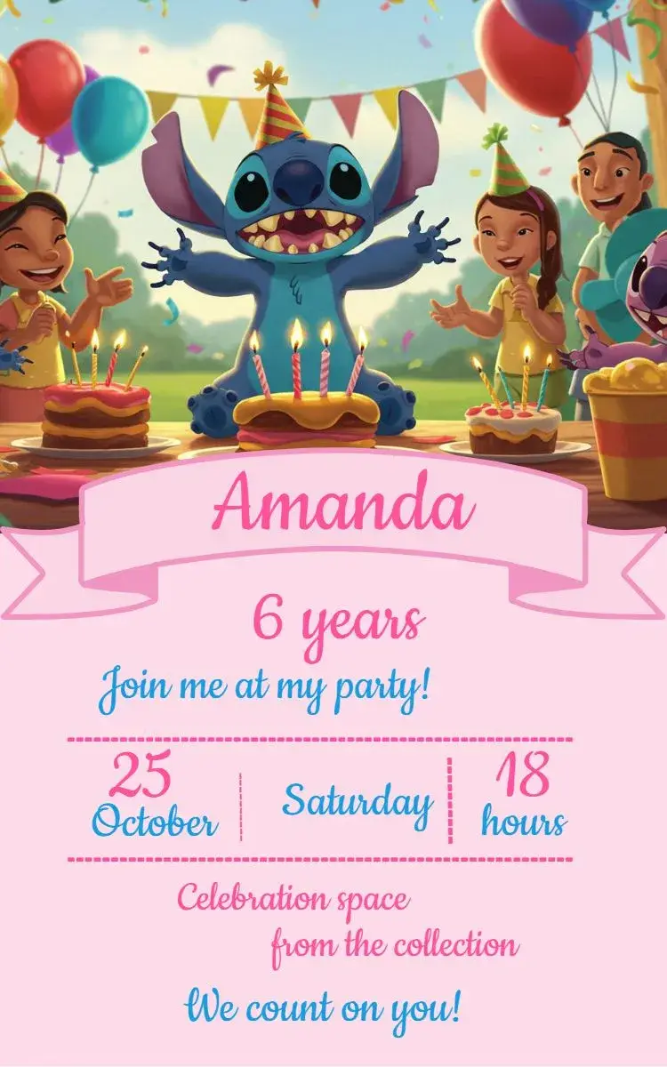Floral Pink Stitch invitation