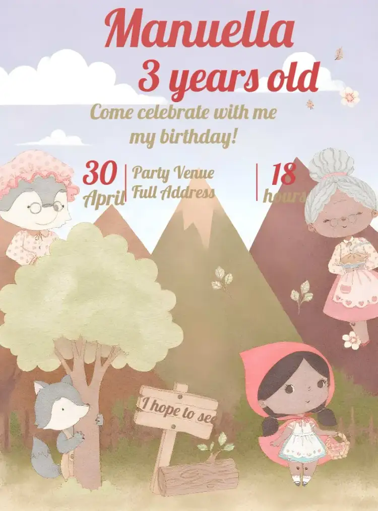 Invitation Little Red Riding Hood Grandma – Most searched for theme colorful, childlike, fairy tales, vintage, fun