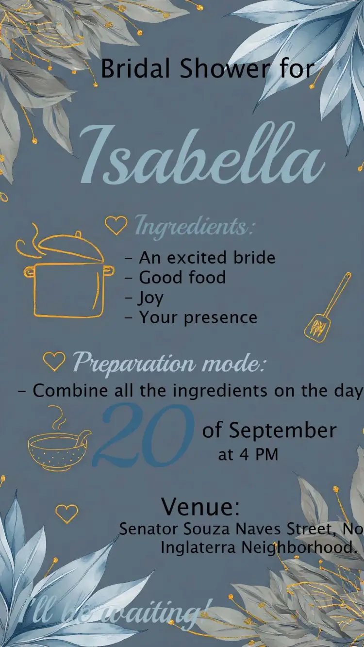 Invitation Bridal Shower Floral Kitchen – Bridal Shower theme floral, rustic, delicate, modern, golden, blue