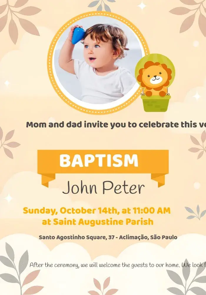 Baptism Lion With Sky Photo invitation