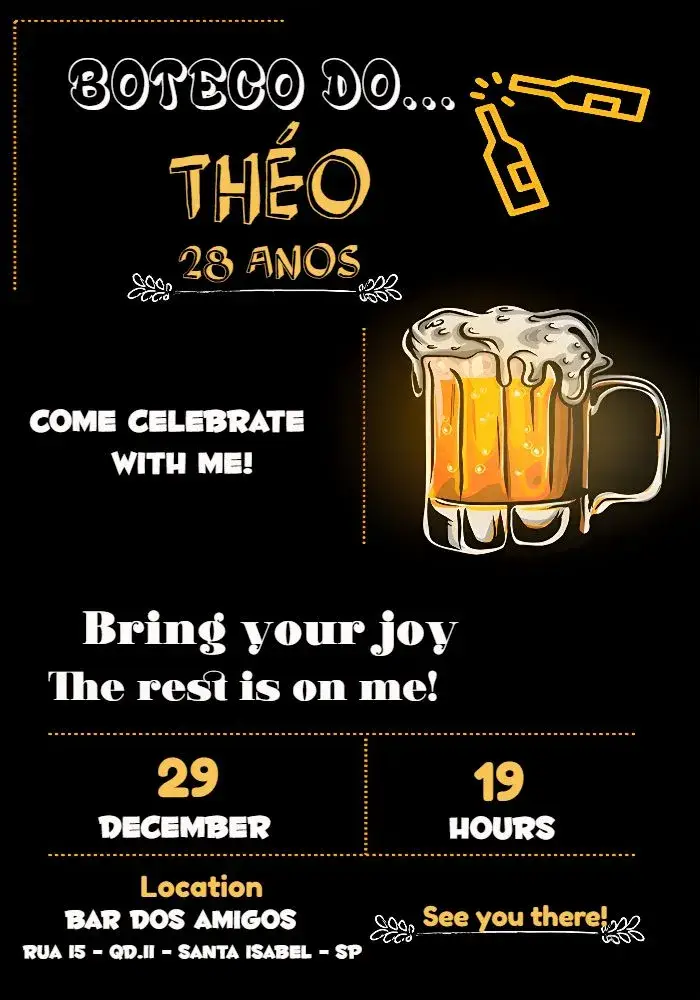 Invite Golden Pub editable and customizable