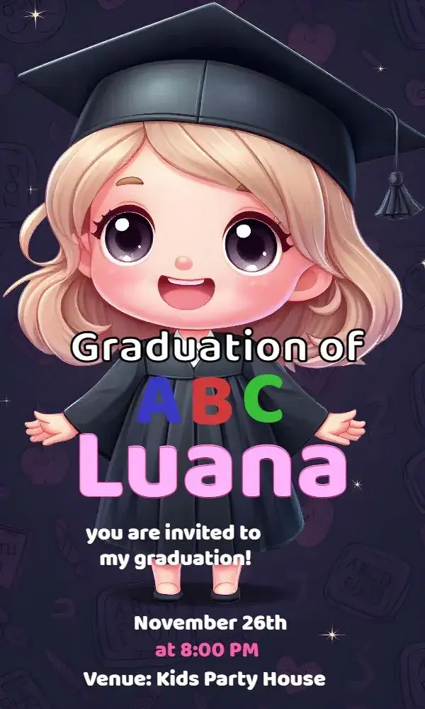 Invitation For Pink And White Graduation - Girl Child – Graduation theme pink and white, playful, elegant, childlike, modern, cheerful