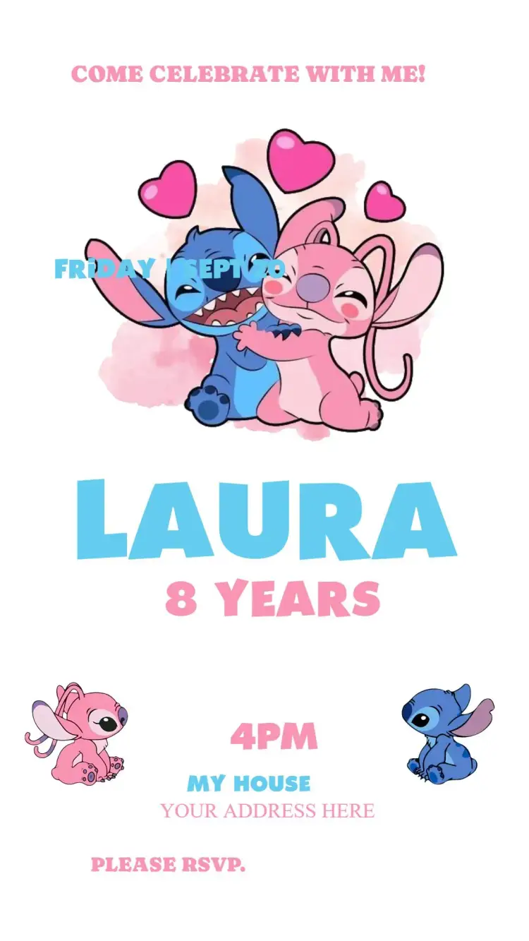 Stitch and Angel invitation