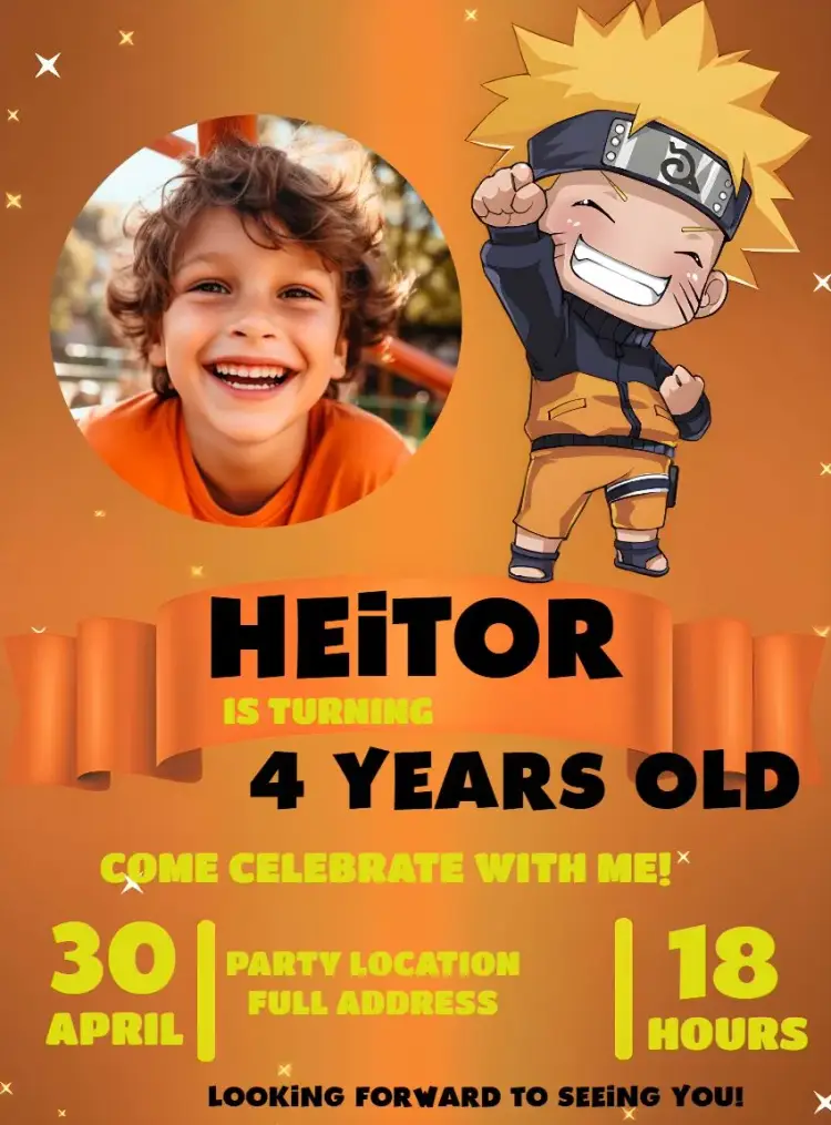 Naruto Chibi With Baby Photo invitation