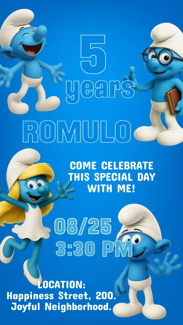 Digital Smurfs Invitation - Children's Birthday