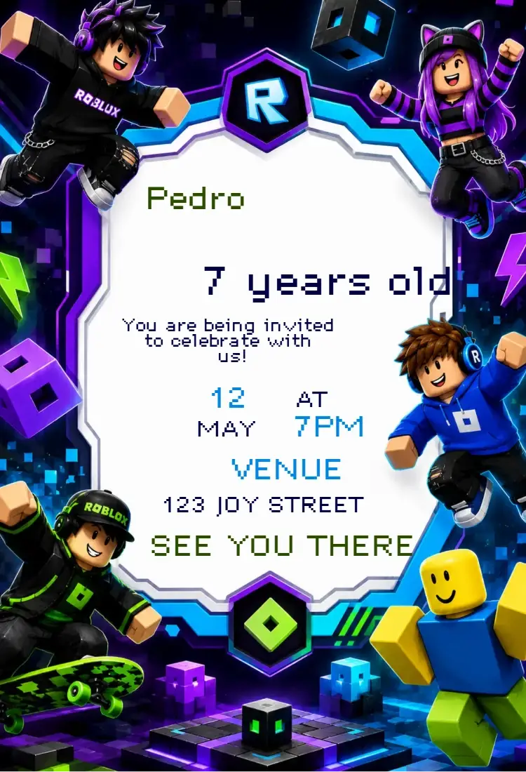 Animated Roblox Birthday Invitation
