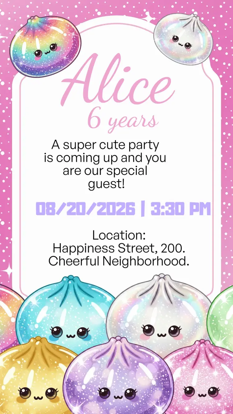 Squishy Dumpling Digital Invitation