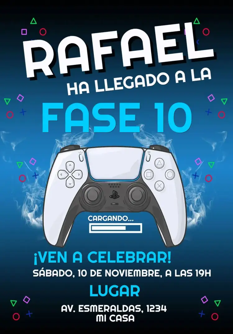 Invitación cumpleaños playstation 5
