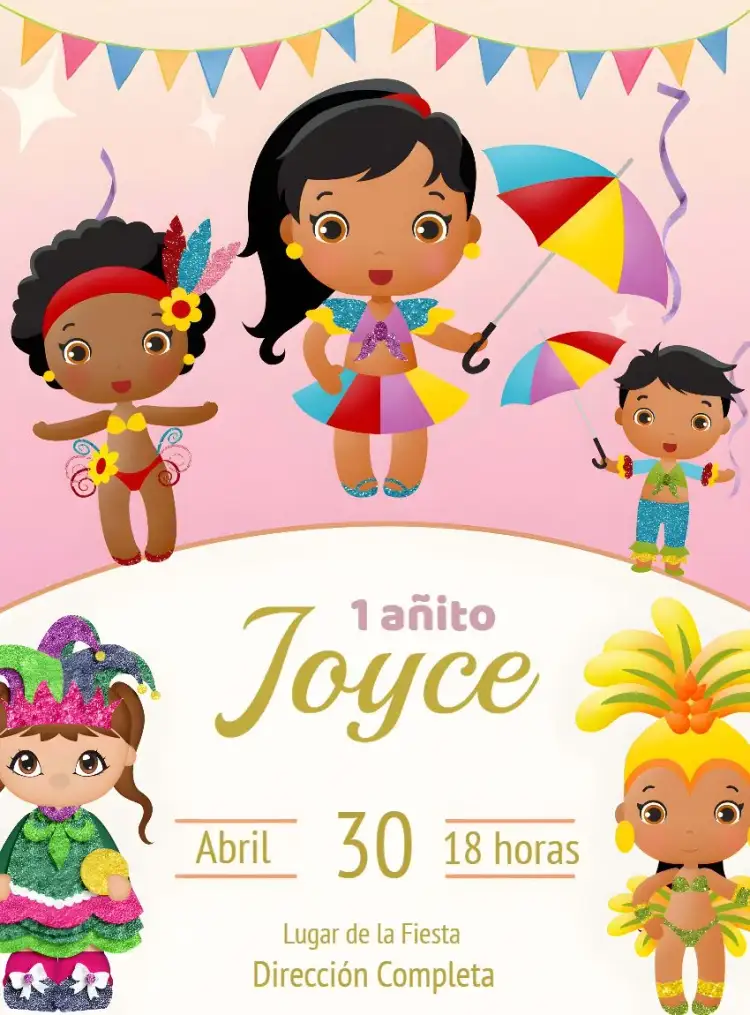 Invitación Bloquinho Carnaval Alegoria – tema Fechas Conmemorativas colorido, festivo, tropical, brincalhón, vibrante, alegre