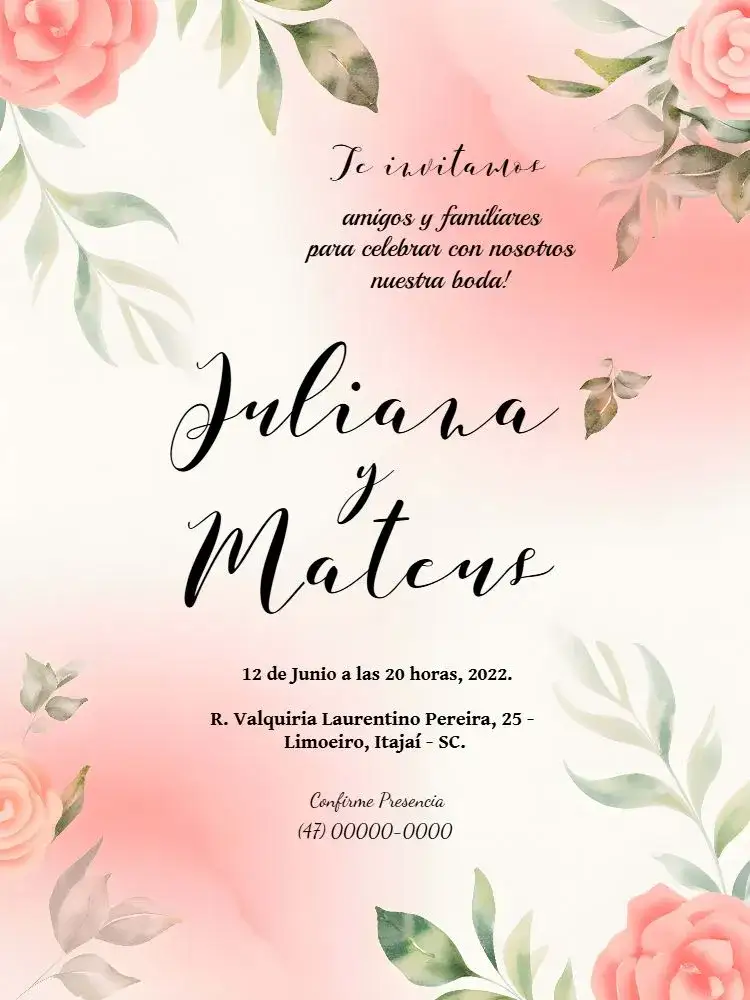 Invitación Boda Floral Flores – tema Boda floral, romántico, natural, elegante, suave, moderno
