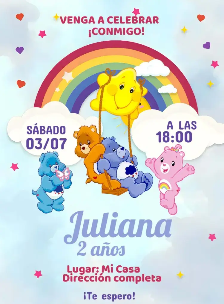 Invitación Ositos Cariñosos Blanco