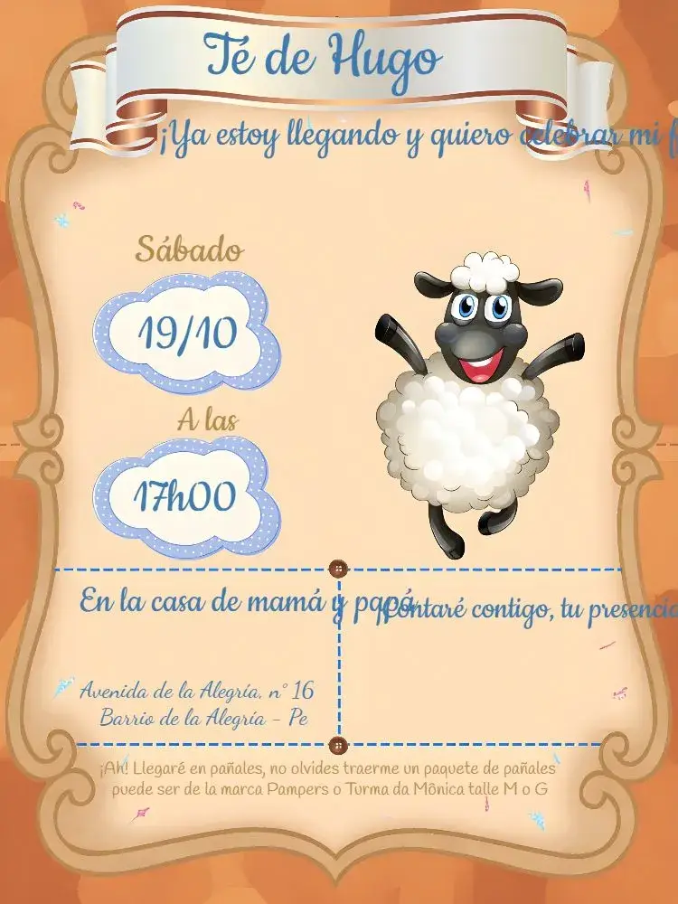 Invitación Baby Shower Oveja Marrón