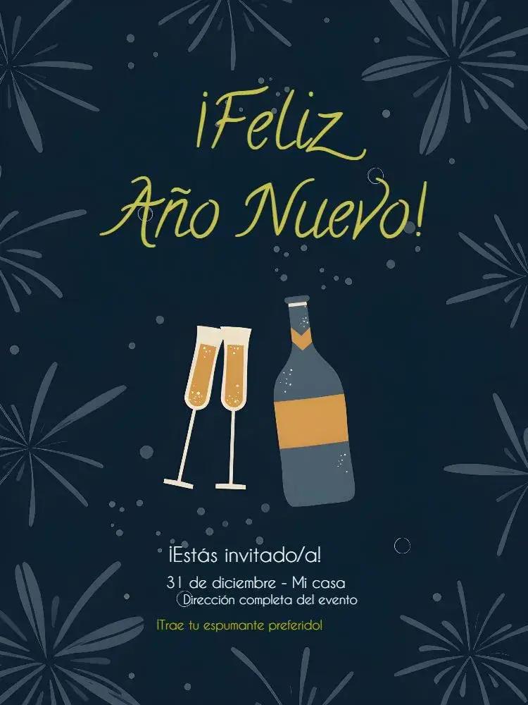 Invitación Para Fiesta De Año Nuevo con Fuegos
