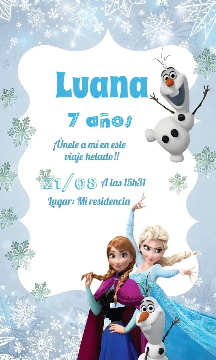 Invitación Frozen Azul – tema Más buscados azul, temática de Frozen, mágico, moderno, divertido, colorido