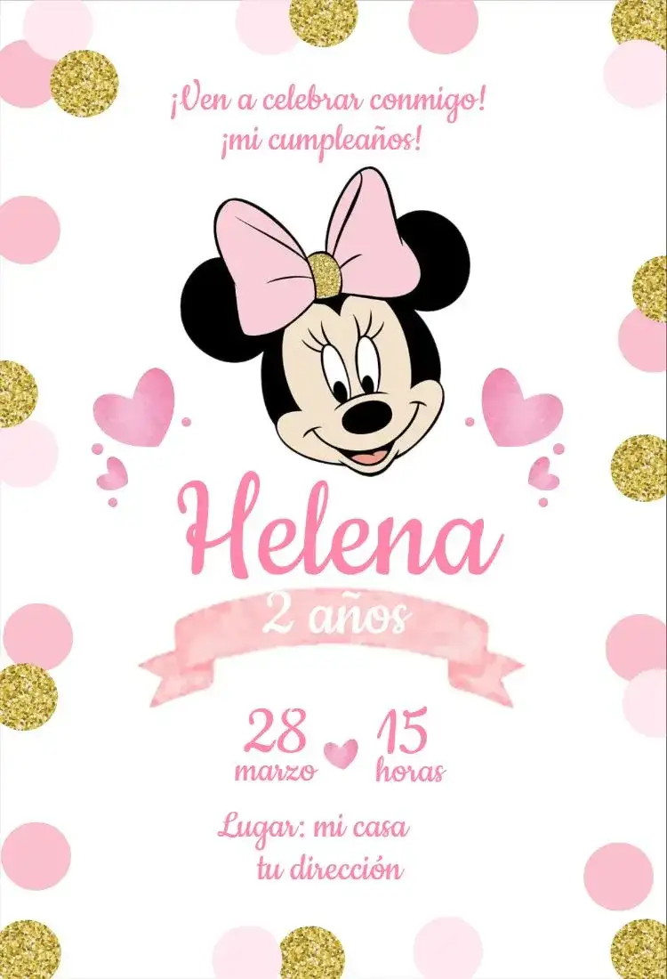 Minnie Mouse Rosa y Dorado