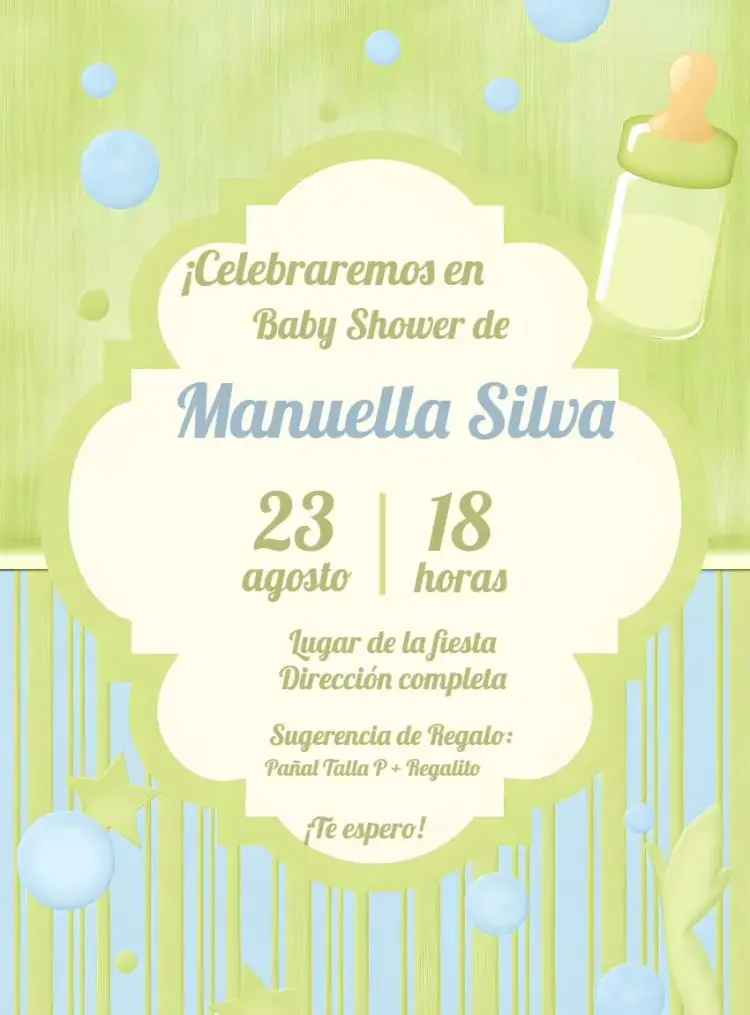 Invitación Baby Shower Verde