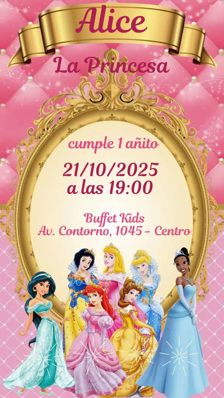 Invitación Princesas Disney