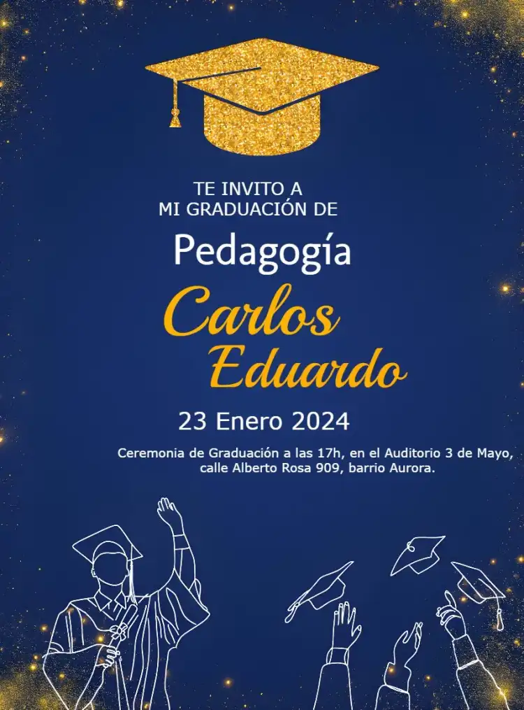 Graduación Pedagogía Elegante Azul Dorado Adulto