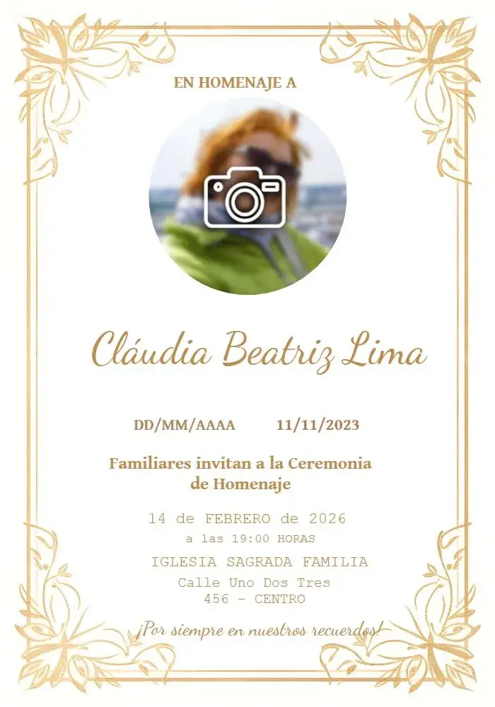 Invitación Misa De Fallecimiento Con Foto 1 editable y personalizable