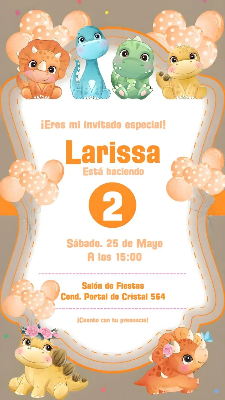 Invitación Dinobaby Acuarela