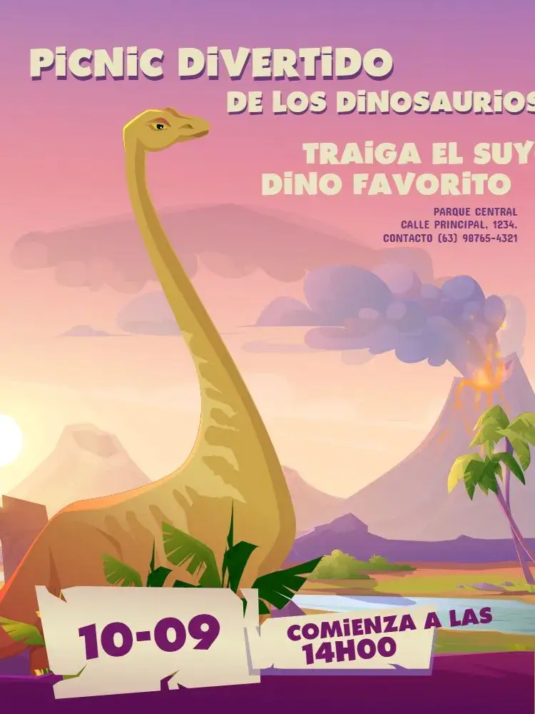 Invitación Picnic Infantil de Dinosaurios editable y personalizable