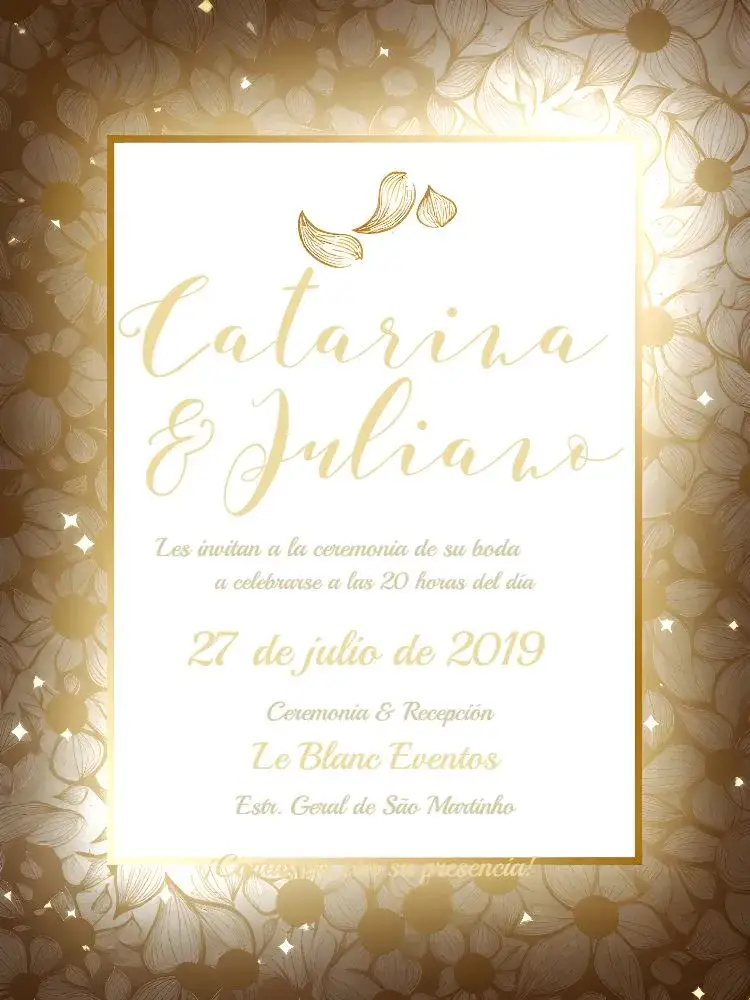 Invitación Boda - Blanco y Dorado – tema Boda blanco, dorado, minimalista, elegante, moderno