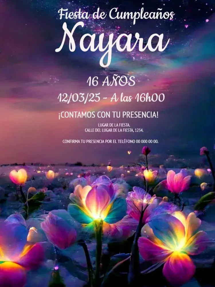 Invitación 16 Años para Editar Personalizado