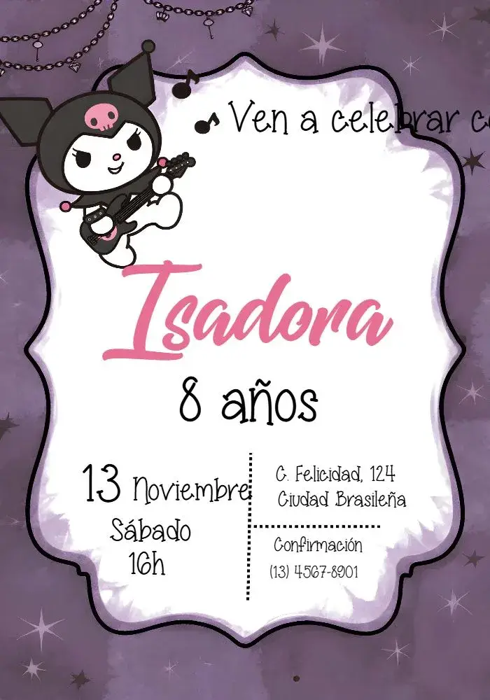 Invitación Kuromi Gótica