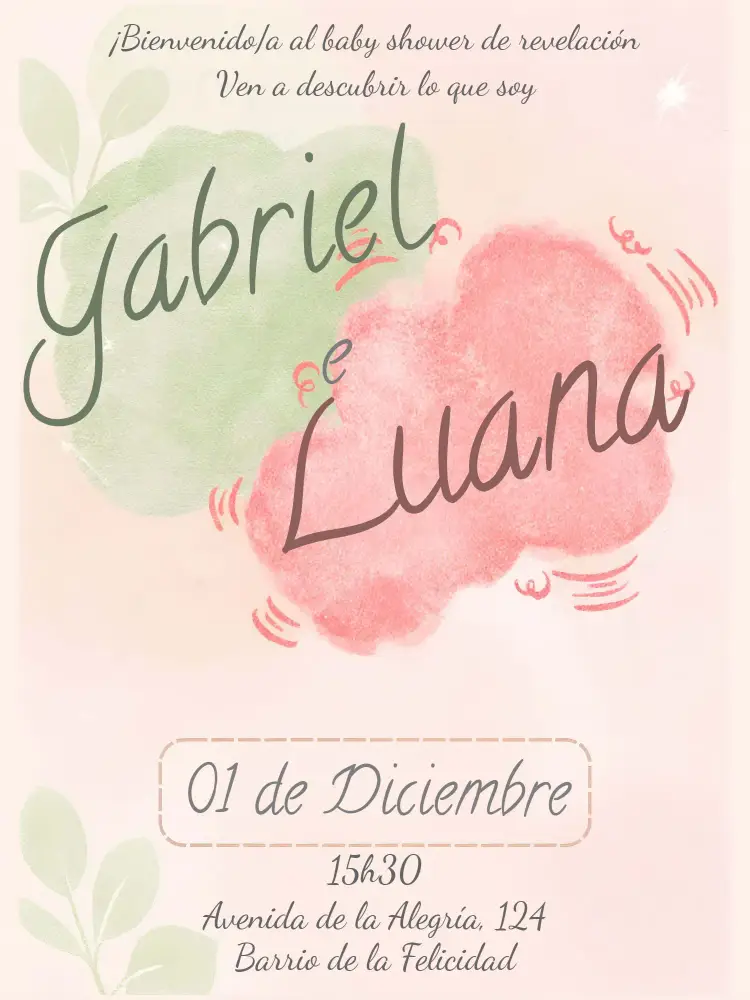 Invitación Chá Revelación Rosa Y Verde
