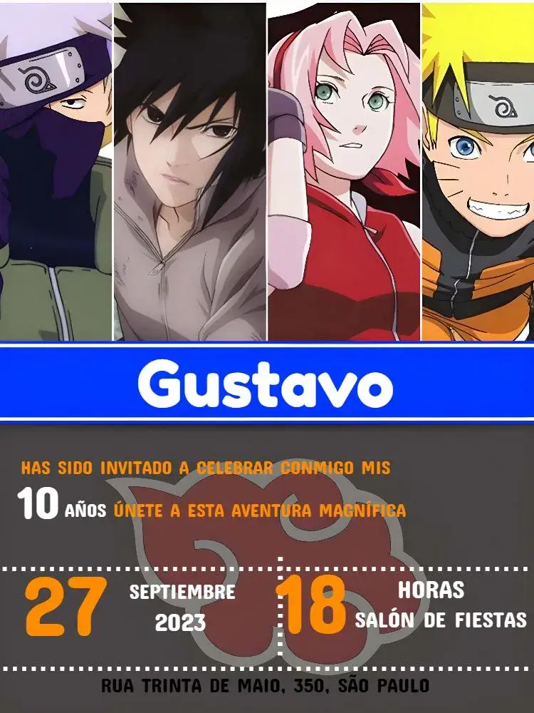 Invitación Naruto Niño
